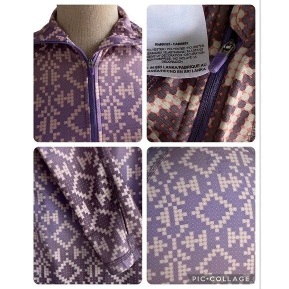 Nike Pro Women's Track Jacket S Half Zip Athletic Purple Pink Geo Thumb Holes - Picture 8 of 15